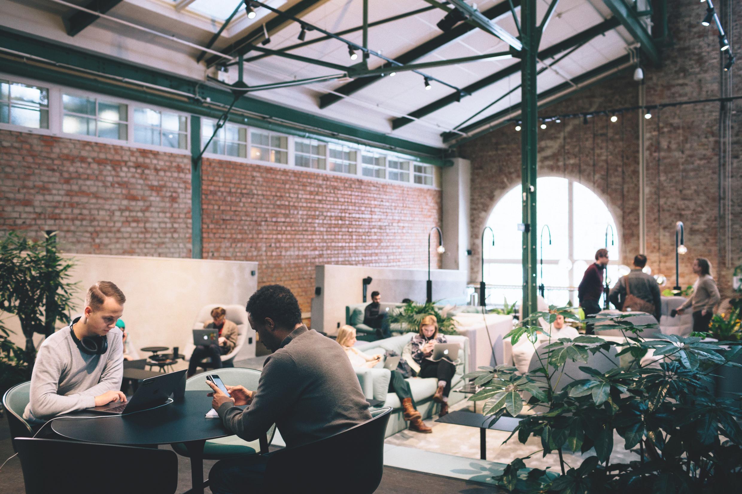 Innovative coworking space in Stockholm’s industrial-style building, fostering collaboration and networking for startups and entrepreneurs.