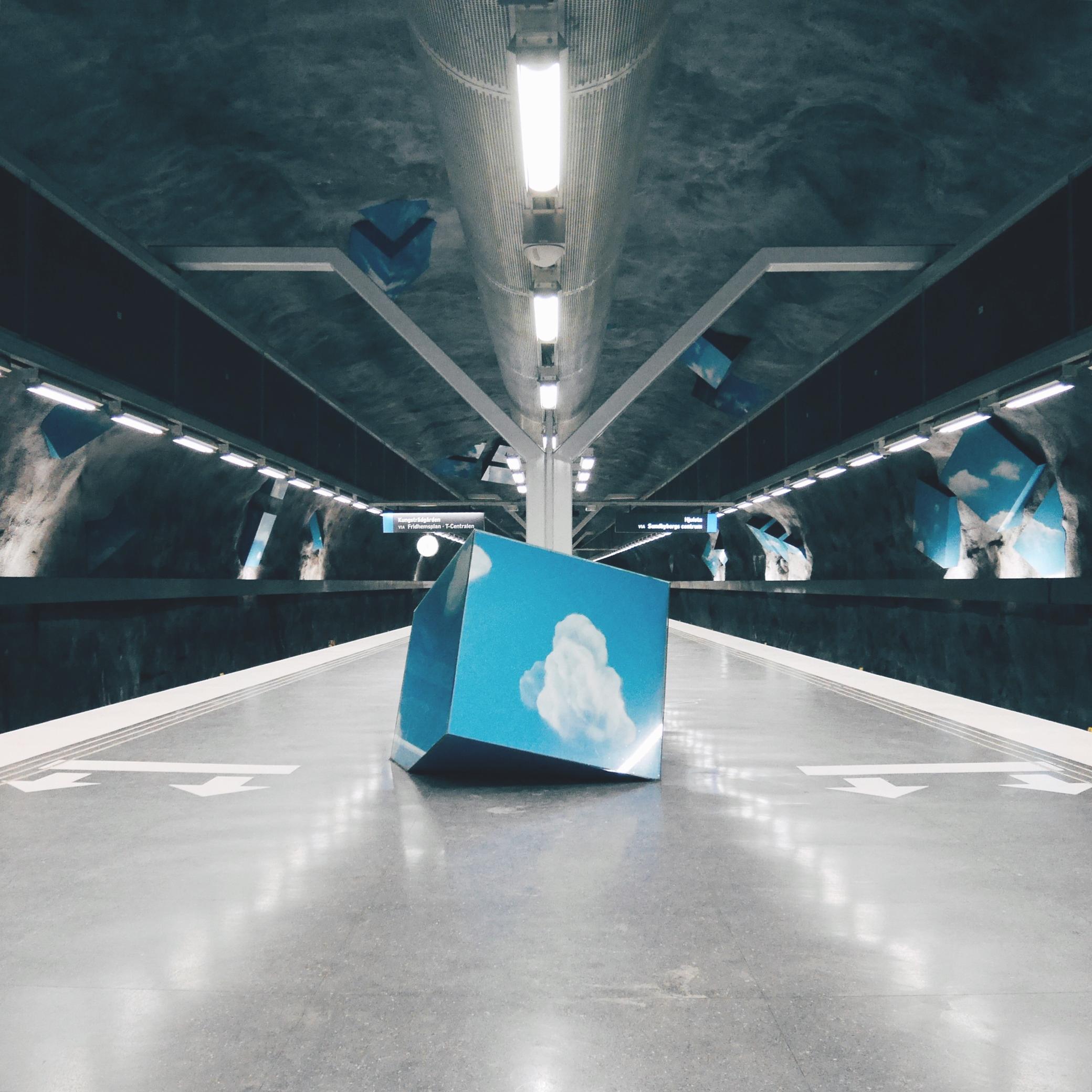 Subway art in Stockholm's Solna Strand station. Artist: Takashi Naraha
