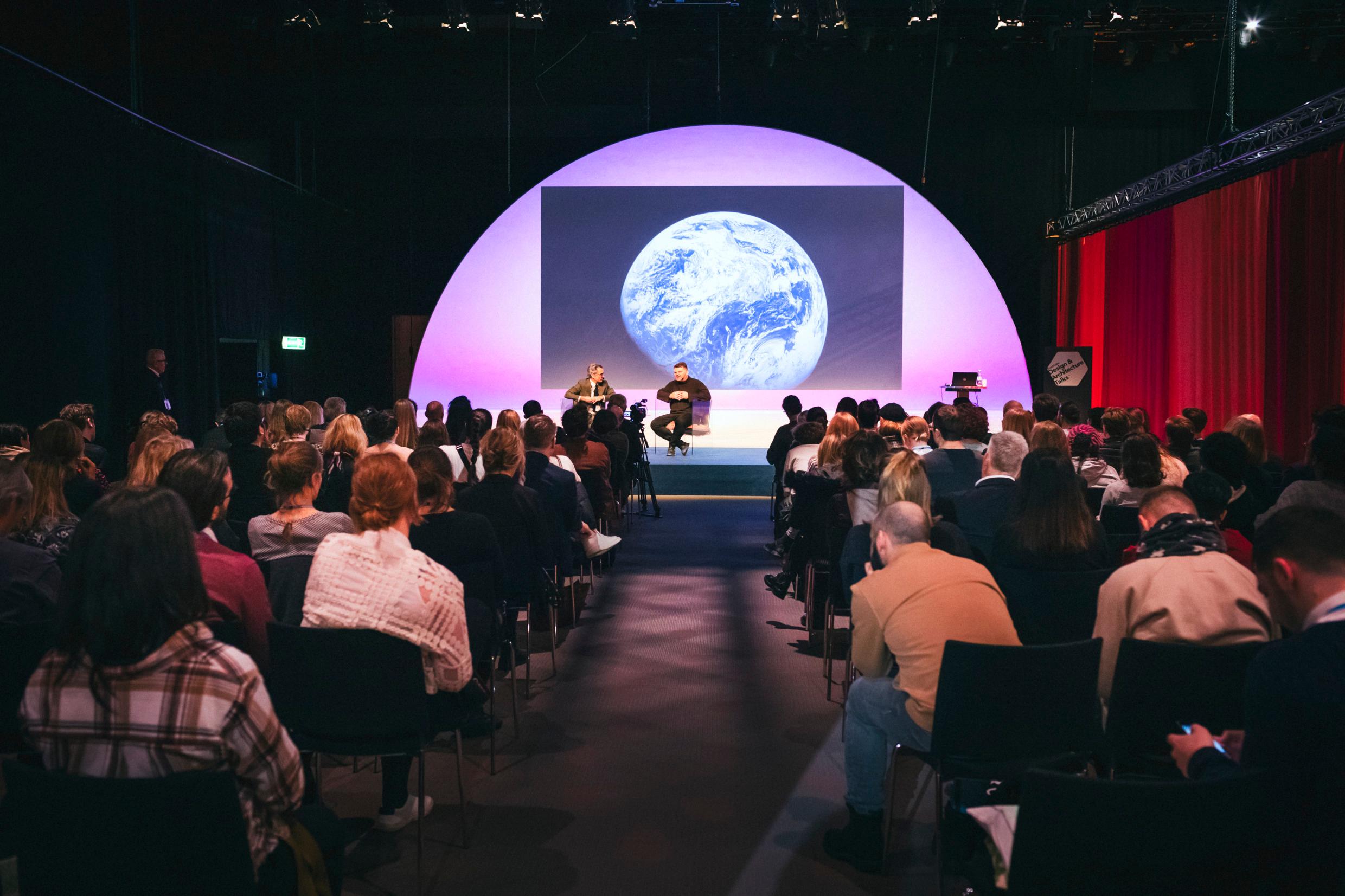 View over an event stage with audience