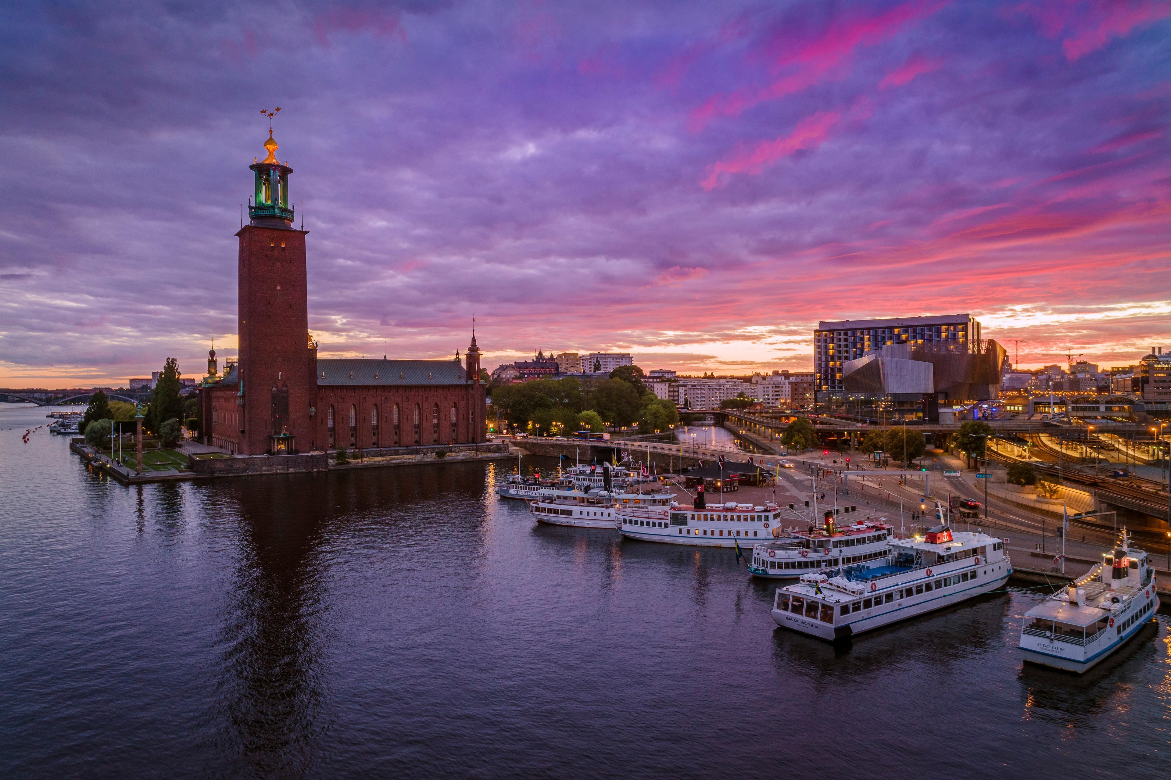 A view of the city hall in Stockholm